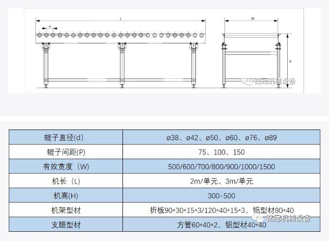 滾筒輸送機配件及尺寸